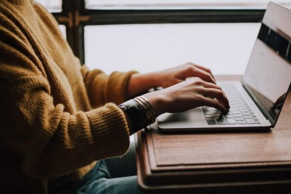 woman working on a computer