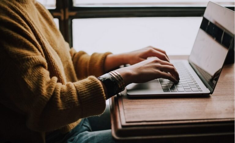 woman working on a computer