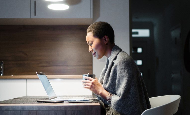 woman working remotely 